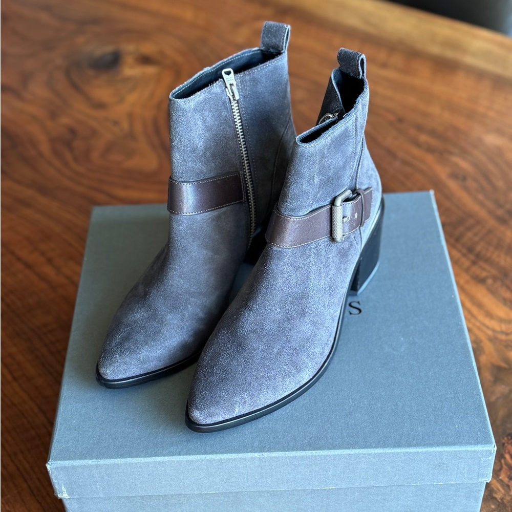 All Saints Gray Ankle Boots with Side Zipper